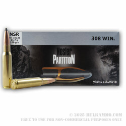 20 Rounds of .308 Win Ammo by Sellier & Bellot - 180gr Nosler Partition