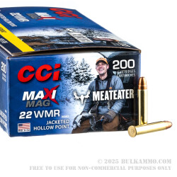 200 Rounds of .22 WMR Ammo by CCI Maxi-Mag MeatEater - 40gr JHP