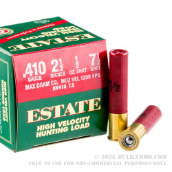 25 Rounds of .410 Ammo by Estate Cartridge  HV Hunting - 2-1/2" 1/2 ounce #7 1/2 shot