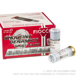 25 Rounds of 12ga Ammo by Fiocchi - 7/8 ounce #8 shot