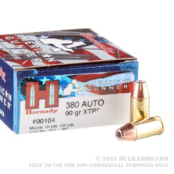 250 Rounds of .380 ACP Ammo by Hornady American Gunner - 90gr XTP JHP