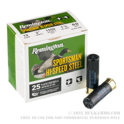 250 Rounds of 12ga Ammo by Remington Sportsman Hi-Speed Steel - 1 1/8 ounce BB steel shot