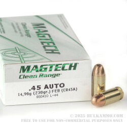 50 Rounds of .45 ACP Ammo by Magtech - 230gr FEB