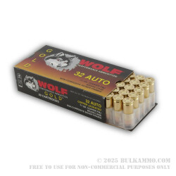 50 Rounds of .32 ACP Ammo by Wolf Gold - 71gr FMJ