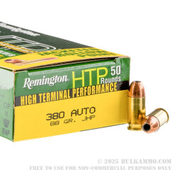 50 Rounds of .380 ACP Ammo by Remington - 88gr JHP