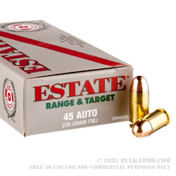 1000 Rounds of .45 ACP Ammo by Estate Cartridge - 230gr FMJ