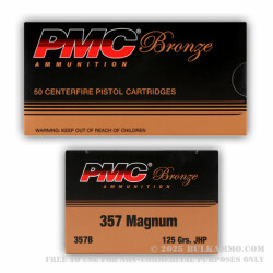 50 Rounds of .357 Mag Ammo by PMC - 125gr JHP