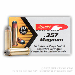 50 Rounds of .357 Mag Ammo by Aguila - 158gr SJHP