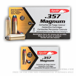 50 Rounds of .357 Mag Ammo by Aguila - 158gr SJHP