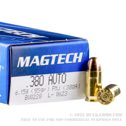 1000 Rounds of .380 ACP Ammo by Magtech - 95gr FMJ