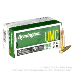 50 Rounds of .223 Ammo by Remington UMC - 50gr JHP