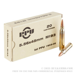 1000 Rounds of 5.56x45mm Ammo by Prvi Partizan - 55gr FMJ