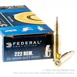 20 Rounds of .222 Rem Ammo by Federal - 50gr SP