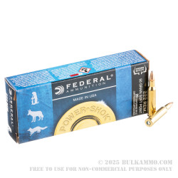 20 Rounds of .222 Rem Ammo by Federal - 50gr SP