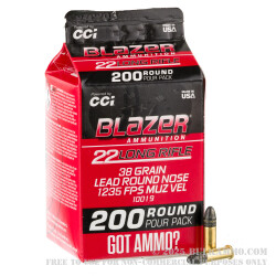 200 Rounds of .22 LR Ammo by Blazer - 38gr LRN