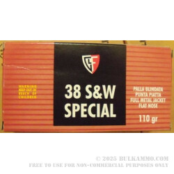 38 Special 110 gr +P FMJFN Fiocchi Ammo For Sale!