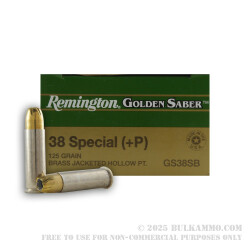 500 Rounds of .38 Spl +P Ammo by Remington Golden Saber - 125gr JHP