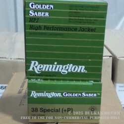 500 Rounds of .38 Spl +P Ammo by Remington Golden Saber - 125gr JHP