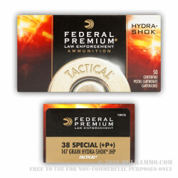 1000 Rounds of .38 Spl +P+ Ammo by Federal Tactical - 147gr JHP