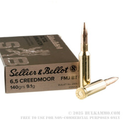 200 Rounds of 6.5 Creedmoor Ammo by Sellier & Bellot - 140gr FMJBT