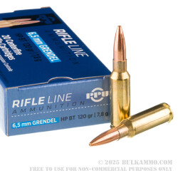 500 Rounds of 6.5 Grendel Ammo by Prvi Partizan - 120gr HPBT