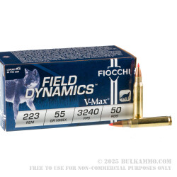 50 Rounds of .223 Ammo by Fiocchi - 55gr V-MAX