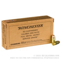 500 Rounds of .380 ACP Ammo by Winchester Service Grade - 95gr FMJ