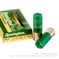 250 Rounds of 12ga Ammo by Remington Tac 8 -  00 Buck - 8 Pellet