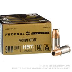 20 Rounds of 9mm Ammo by Federal Personal Defense - 147gr HST JHP