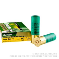 100 Rounds of 12ga Ammo by Remington Premier Copper Solid - 1 ounce HP magnum sabot slug