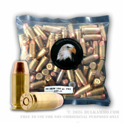 100 Rounds of .40 S&W Ammo by MBI - 165gr FMJ