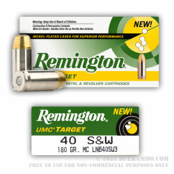 500  Rounds of .40 S&W Ammo by Remington Nickel Plated - 180gr MC