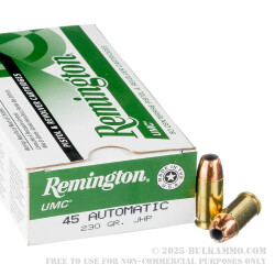 500  Rounds of .45 ACP Ammo by Remington - 230gr JHP