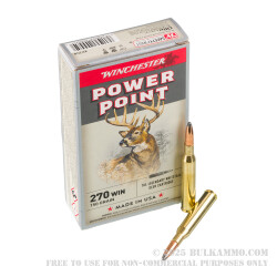 200 Rounds of .270 Win Ammo by Winchester Power-Point - 150gr SP