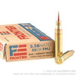 500 Rounds of 5.56x45 Ammo by Hornady Frontier - 55gr FMJ