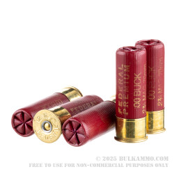 5 Rounds of 12ga 2-3/4" Ammo by Federal Vital-Shok -  00 Buck (Copper-Plated Lead Buckshot)