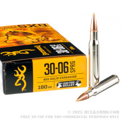 20 Rounds of 30-06 Springfield Ammo by Browning BXS Copper Expansion - 180gr Polymer Tipped