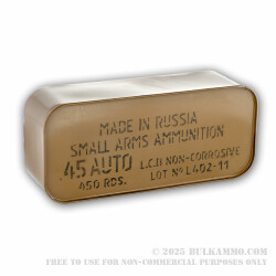 450 Rounds in Spam Can of .45 ACP Ammo by Tula - 230gr FMJ