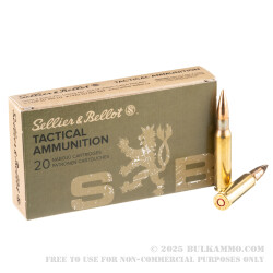 20 Rounds of 7.62x51mm Ammo by Sellier & Bellot - 147gr FMJ