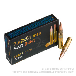 500 Rounds of 7.62x51 Ammo by ZSR - 147gr FMJ M80