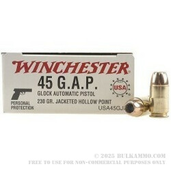 50 Rounds of .45 GAP Ammo by Winchester - 230gr JHP