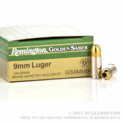 25 Rounds of 9mm Ammo by Remington - 124gr JHP