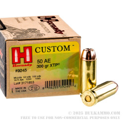 20 Rounds of .50 AE Ammo by Hornady - 300 gr JHP