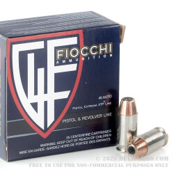 25 Rounds of .45 ACP Ammo by Fiocchi - 200gr JHP