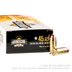 50 Rounds of .45 ACP Ammo by Armscor USA - 230gr FMJ