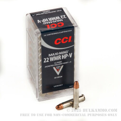 50 Rounds of .22 WMR Ammo by CCI - 30gr JHP