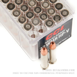 50 Rounds of .22 WMR Ammo by CCI - 30gr JHP