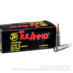 1000 Rounds of 7.62x39mm Ammo by Tula - 124gr SP