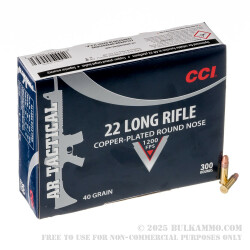 300 Rounds of .22 LR Ammo by CCI AR-Tactical - 40gr CPRN