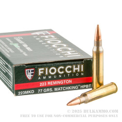 20 Rounds of .223 Ammo by Fiocchi - 77gr HPBT